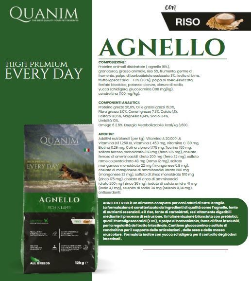 Quanim  Super Premium Agnello Riso 12 kg