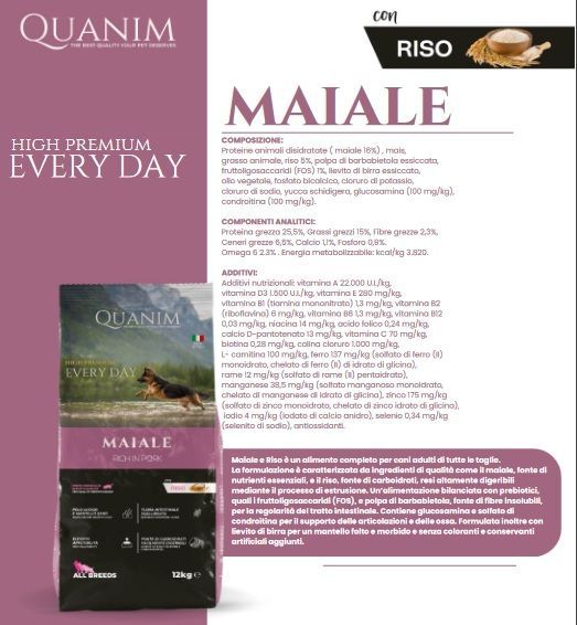 Quanim Super Premium Maiale Riso 12 Kg