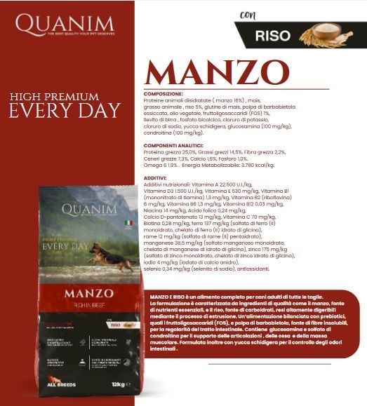 Quanim Super Premium Manzo Riso 12  kg
