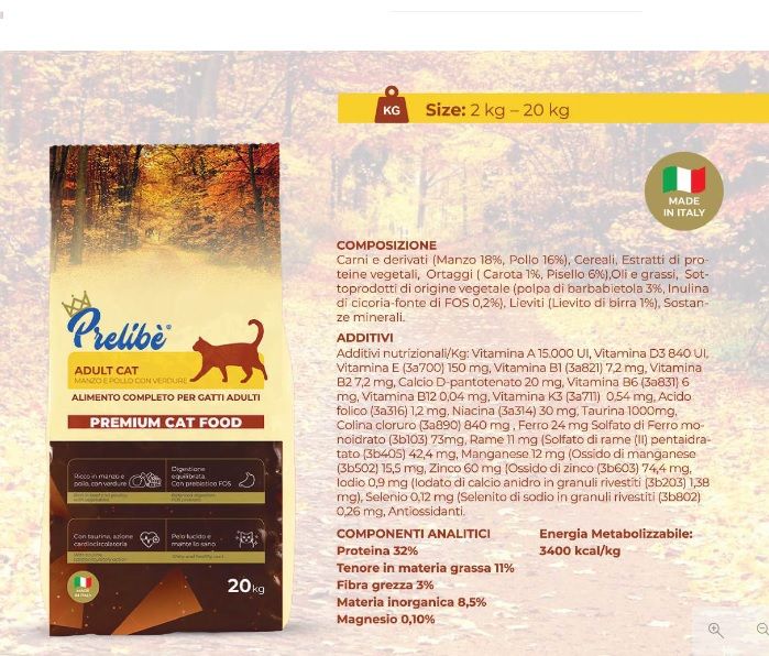 Prelibè gatto manzo Pollo Verdure 2 kg