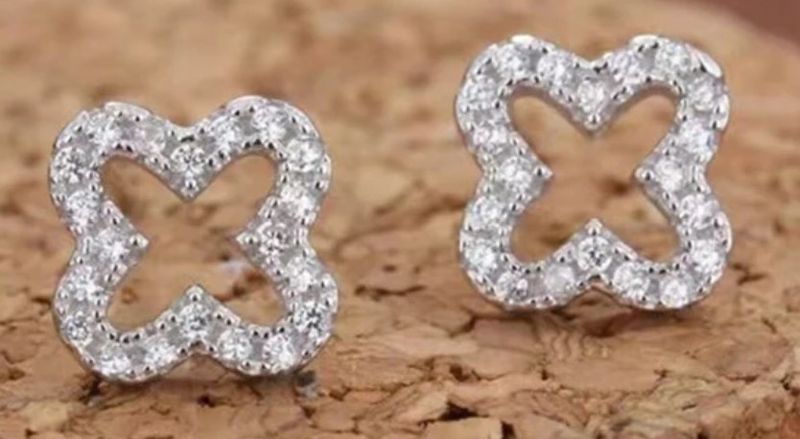 Diamante Four-Leaf Clover Stud Earrings