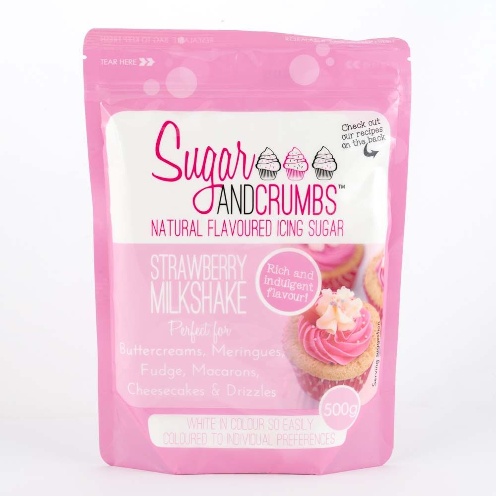 Sugar and Crumbs Natural Flavoured Icing Sugar STRAWBERRY MILKSHAKE 500g