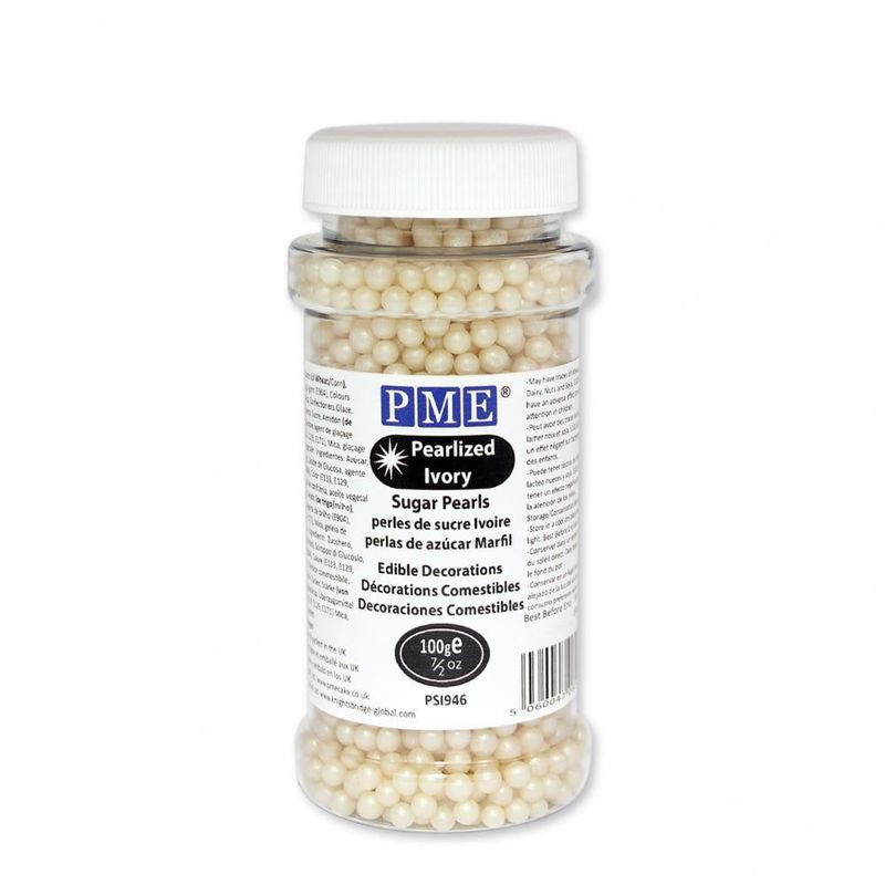 PME SUGAR PEARLS - PEARLIZED IVORY (100G / 3.5 OZ)