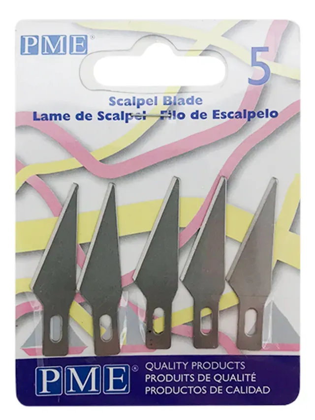 PME MODELLING TOOLS - SPARE SCALPEL BLADES FOR SUGARCRAFT KNIFE PK/5 (32MM / 1.3”) PME7S