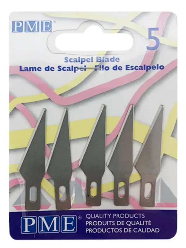 PME MODELLING TOOLS - SPARE SCALPEL BLADES FOR SUGARCRAFT KNIFE PK/5 (32MM / 1.3”) PME7S