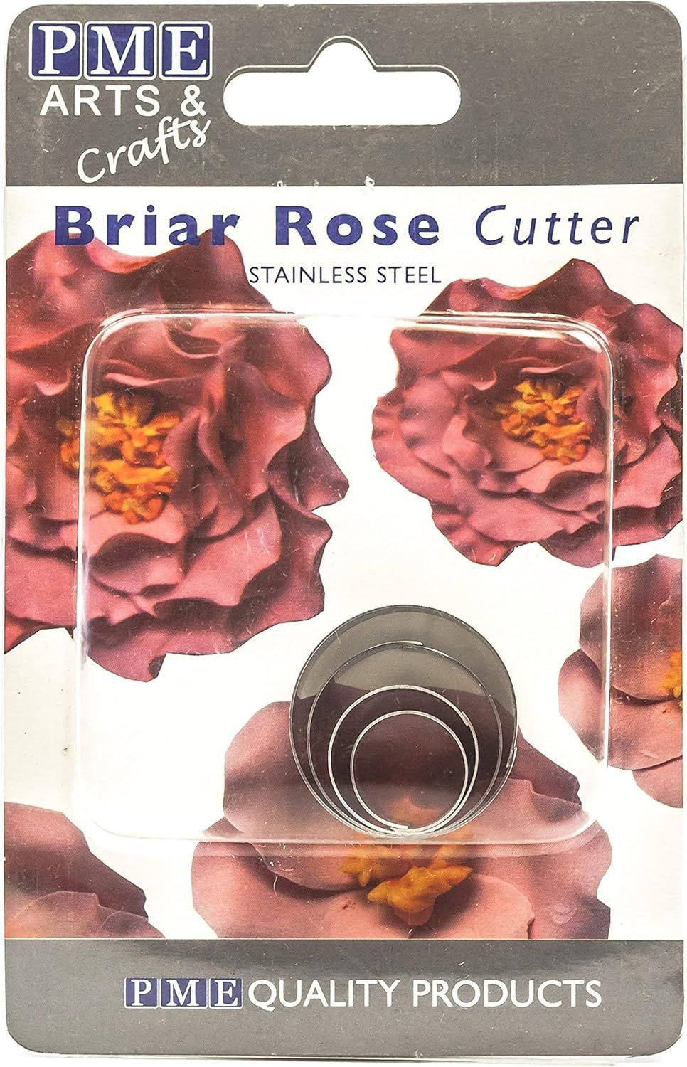 PME STAINLESS STEEL CUTTERS - BRIAR ROSE FLOWER PETAL SET OF 4 BR210