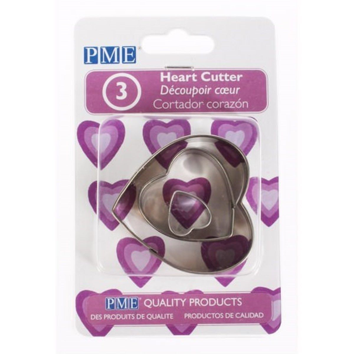 PME STAINLESS STEEL CUTTERS - HEART/ARUM LILY SET OF 3 HT267