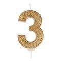 Gold Sparkle Numeral Candle - Number 3 - 70mm 13831