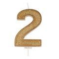 Gold Sparkle Numeral Candle - Number 2 - 70mm 13831
