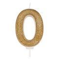 Gold Sparkle Numeral Candle - Number 0 - 70mm