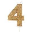 Gold Sparkle Numeral Candle - Number 4 - 70mm 13831