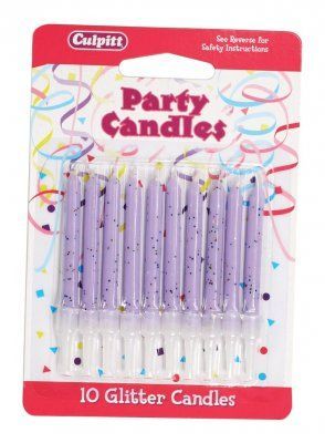 Lilac Glitter Candle Pack of 10 DP657