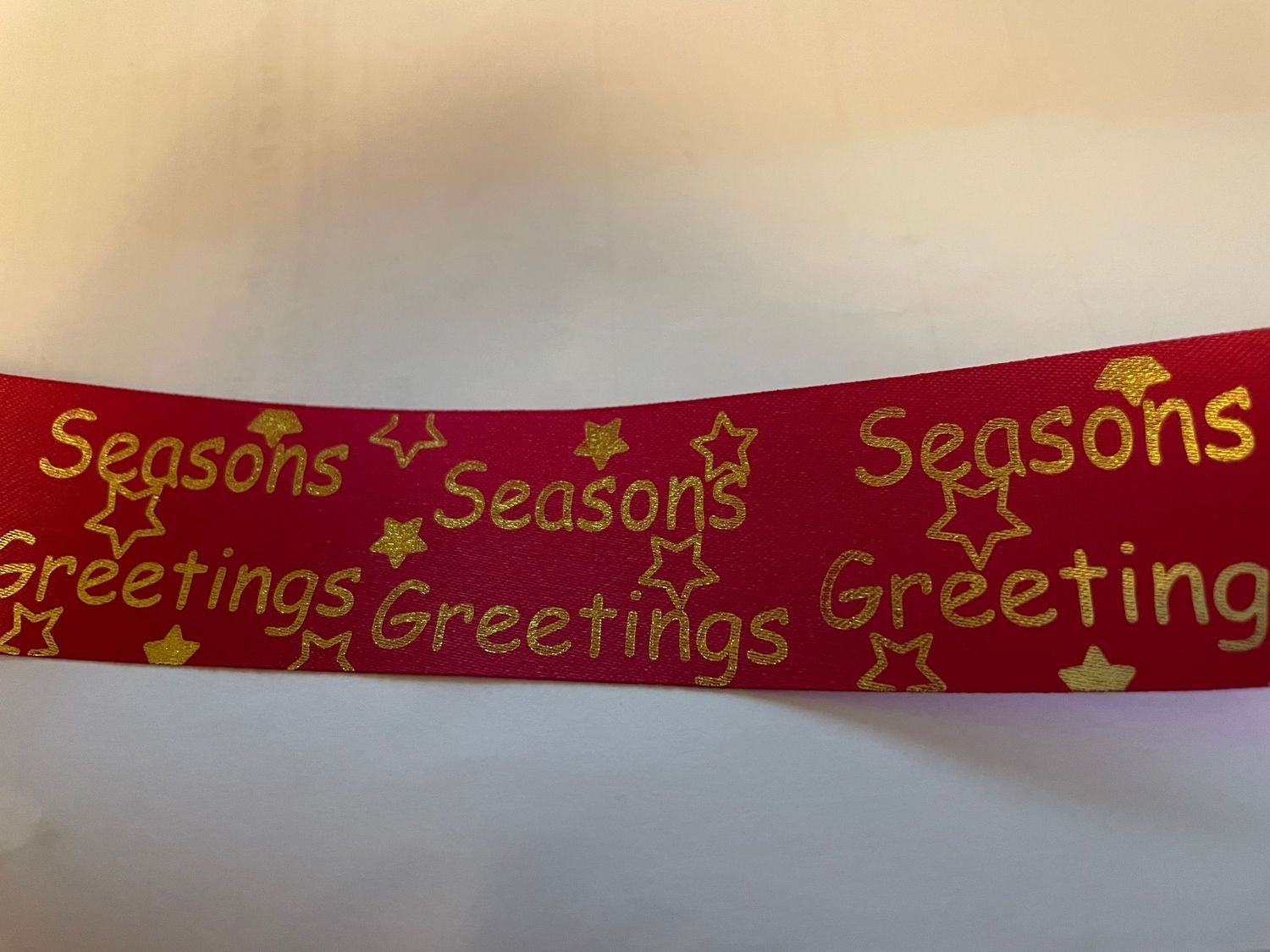 32mm Red Seasons Greetings Ribbons - x 1m