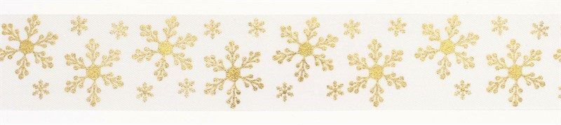 36mm Gold/Ivory Snowflakes Ribbon - x 1m