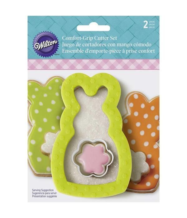 Wilton Comfort Grip Bunny with Mini Flower Cookie Cutters, Set of 2