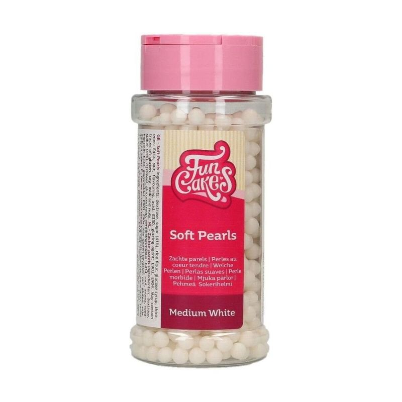 FunCakes White Medium Soft Pearls 60g