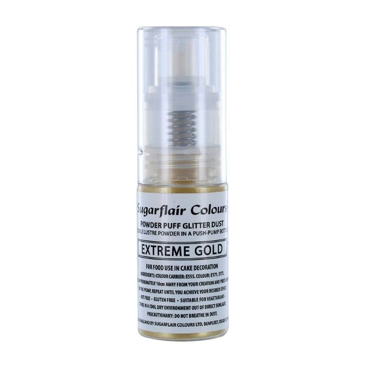 Sugarflair Powder Puff Glitter Dust Spray - Extreme Gold - 10g