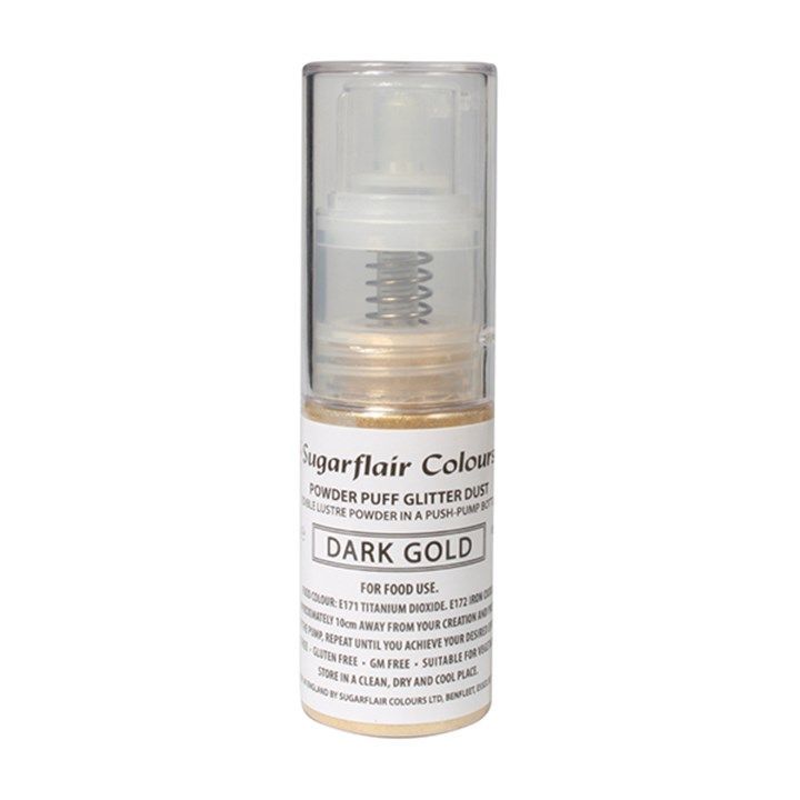 Sugarflair Powder Puff Glitter Dust Spray - Dark Gold 10g