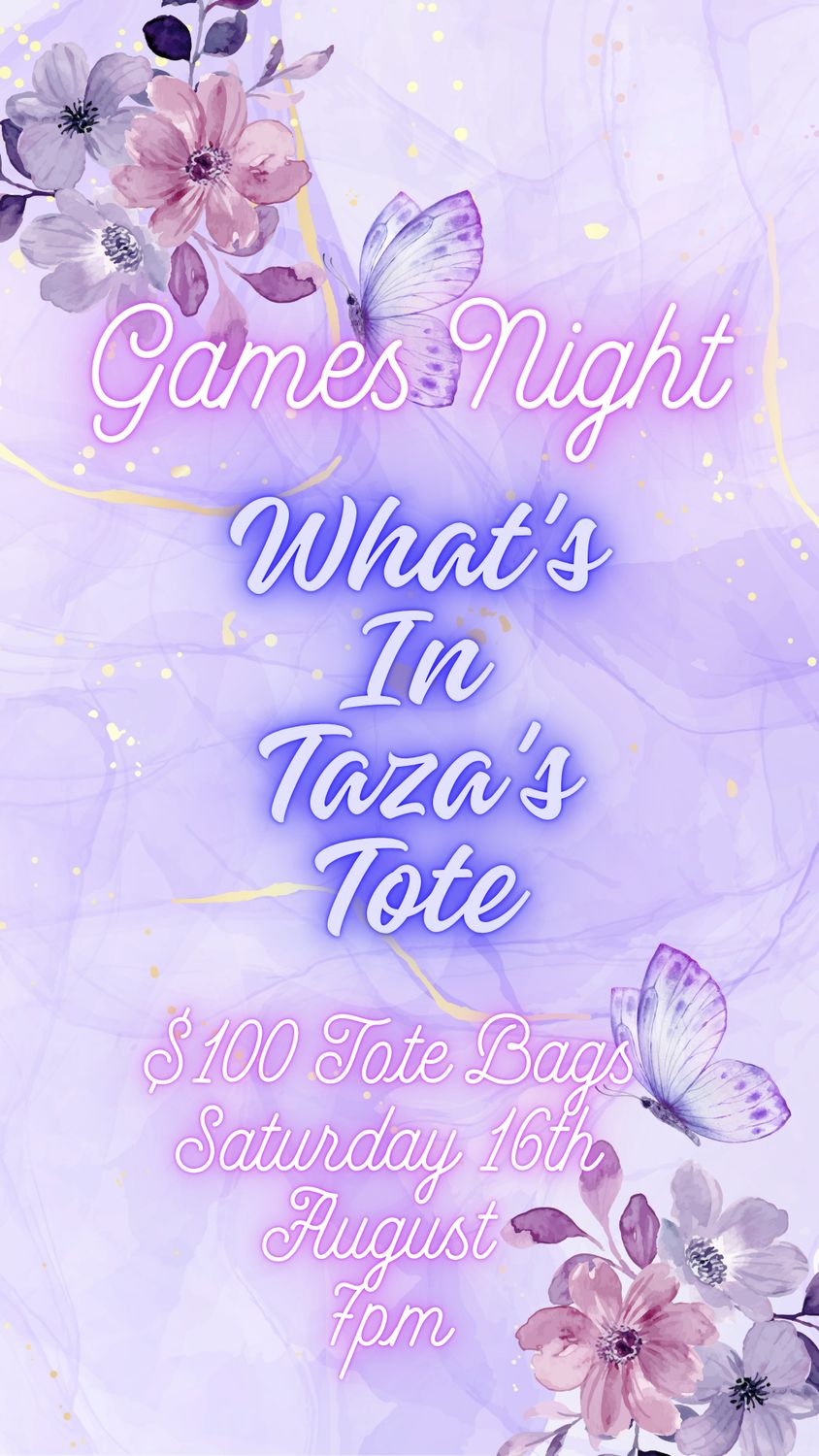 WHATS IN TAZA&#39;S TOTE GAMES NIGHT