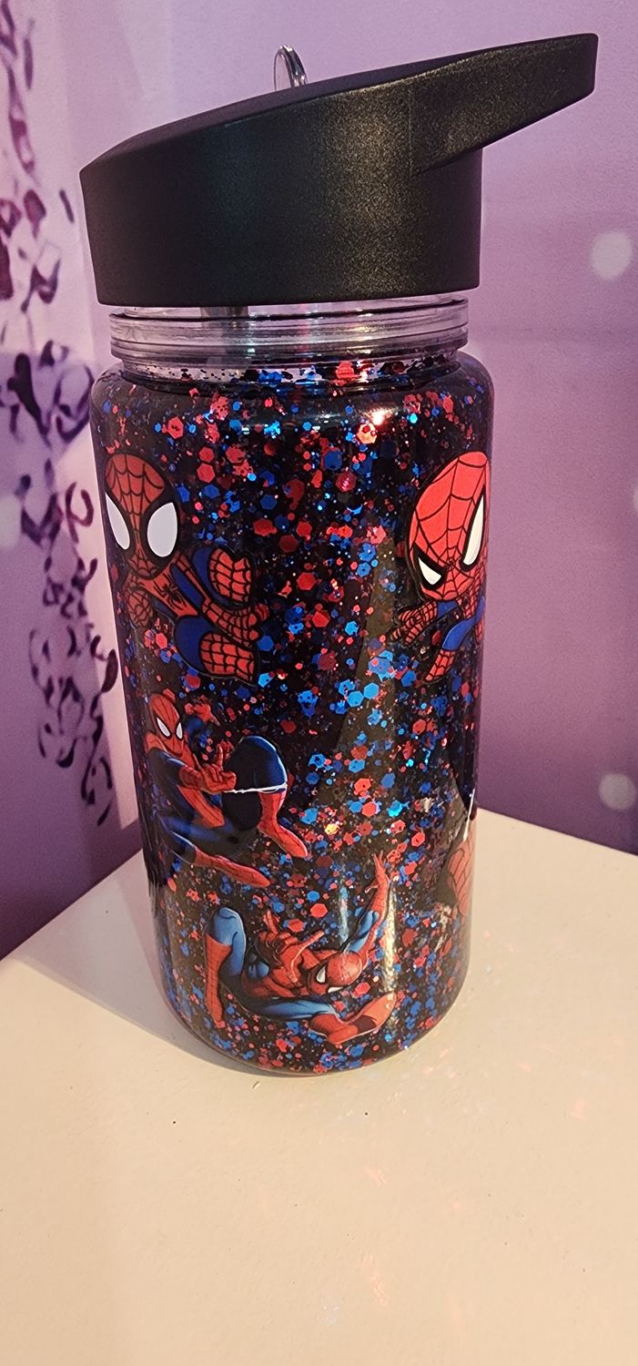 Custom 10oz Kids Snow Globe Water Bottle (BLACK LID)