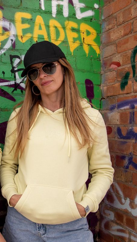 Yellow organic oversized hoodie- don't follow me