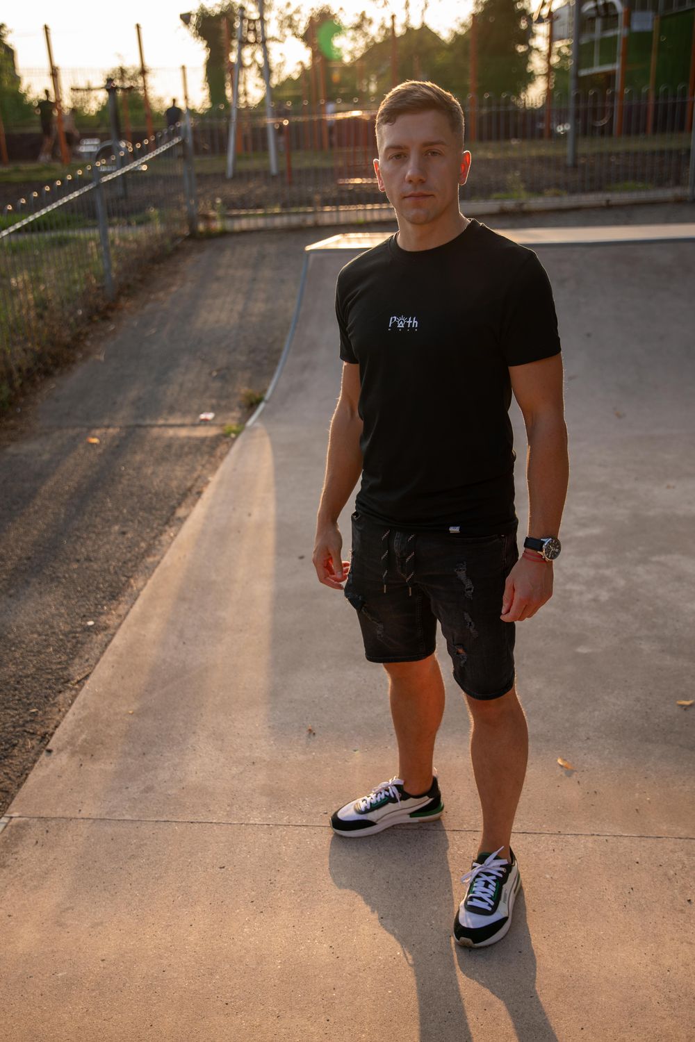 Plain slim cotton T-shirt (printed logo)