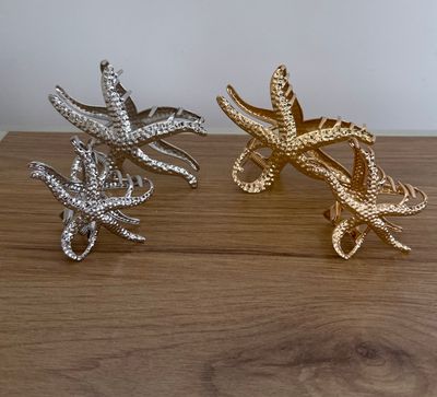 Haarclips zeester,  2 kleuren, 2 maten