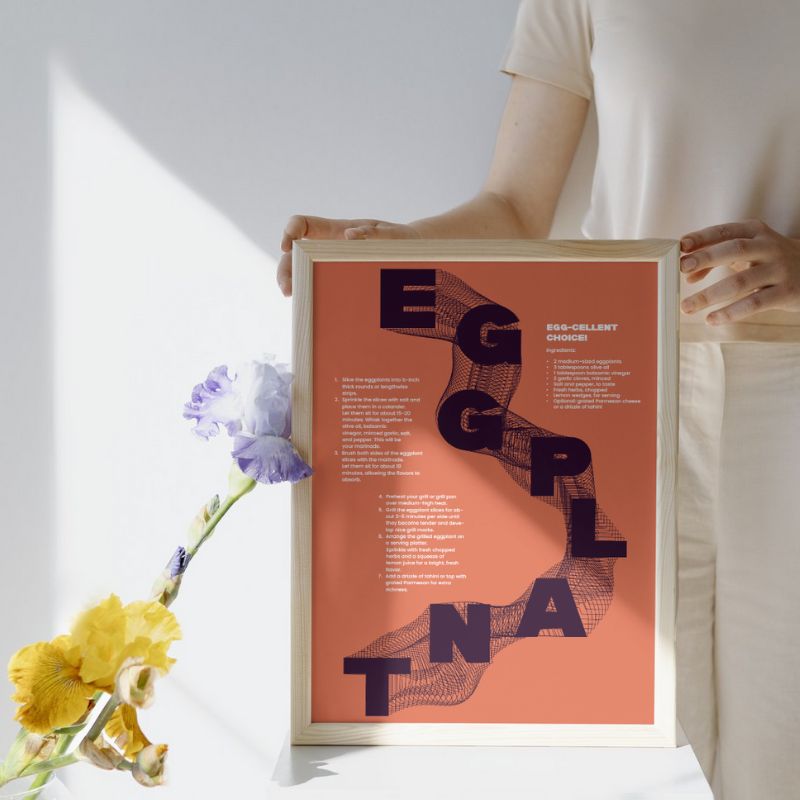 Gedrucktes Poster A4/A3/A2 – Gegrillte Aubergine – Egg-celent choice