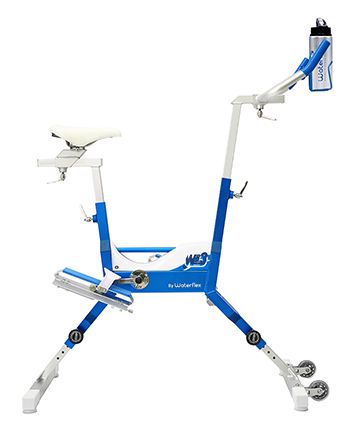 aquabike bleu et blanc sur fond blanc 