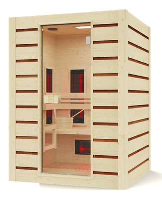 Hybride Combi 2 Places Sauna et bois avec porte en verre lumière blanche