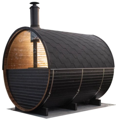 sauna extérieur en bois noir et brun