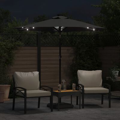 Parasol met LED-verlichting 200x211 cm aluminium zwart