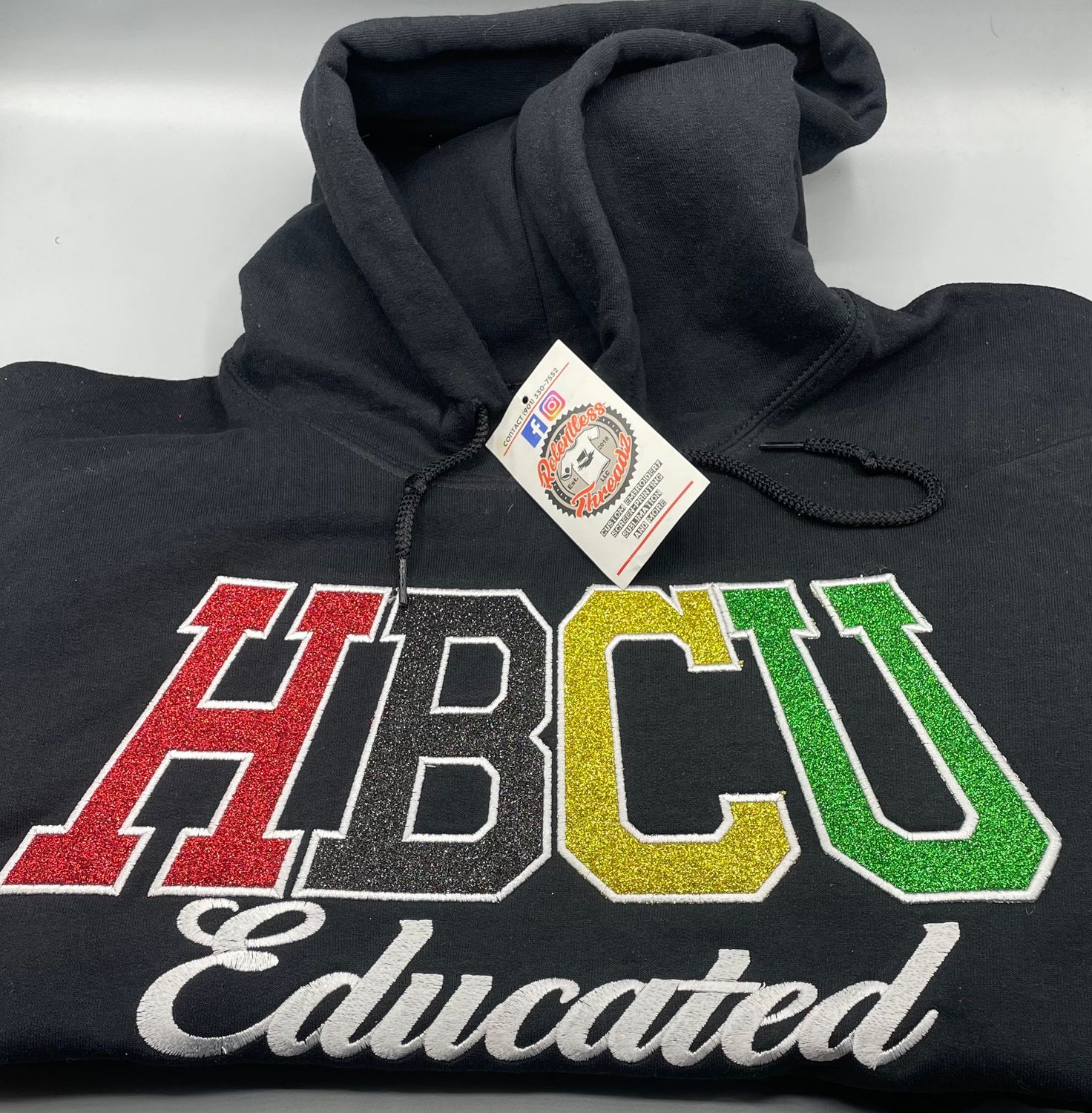 HBCU Educated Glitter Embroidered Hoodie