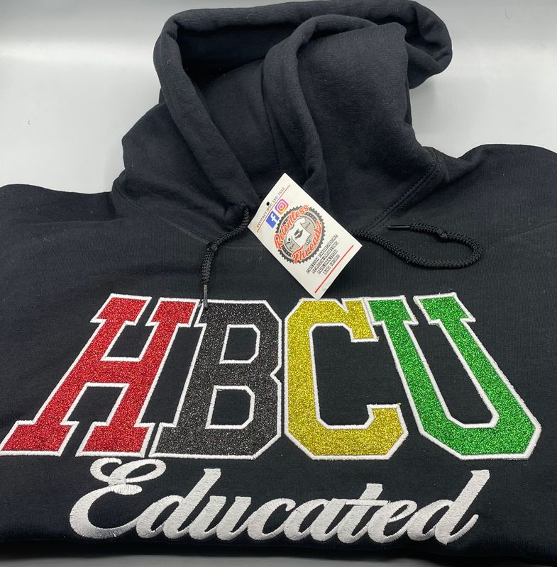HBCU Educated Glitter Embroidered Hoodie
