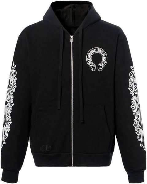 Chrome Hearts Horseshoe Floral Sleeve Zip Up Hoodie L
