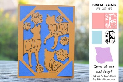 Crazy cat lady card design.