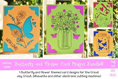 Butterfly and Flower card bundle!