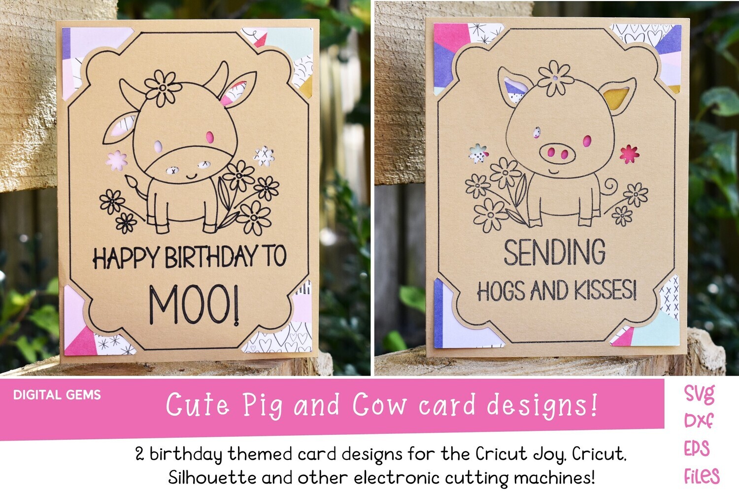 Cow and Pig card designs