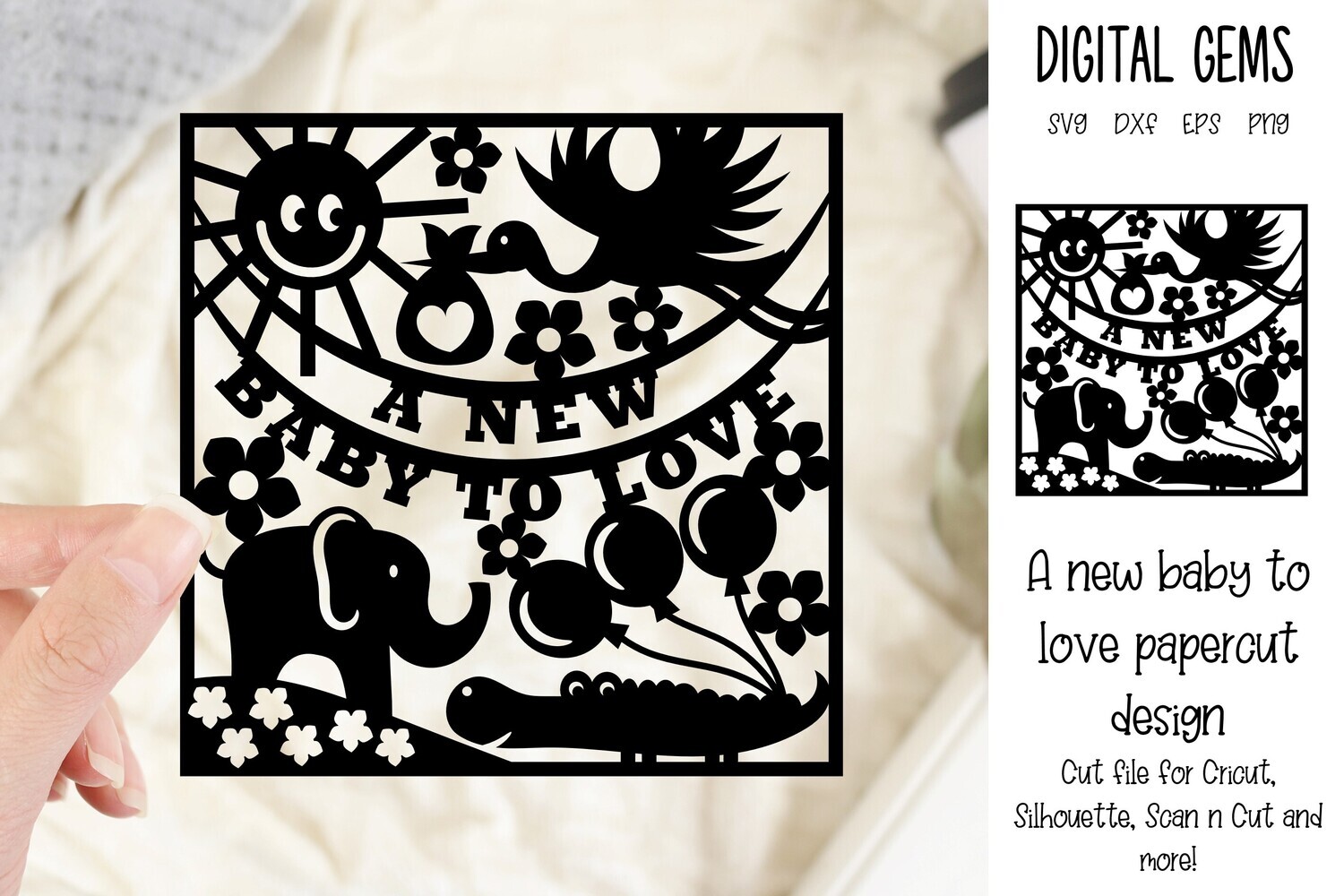 A new baby to love, paper cut design