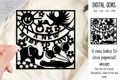 A new baby to love, paper cut design