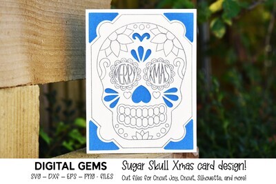 Sugar skull Xmas card design