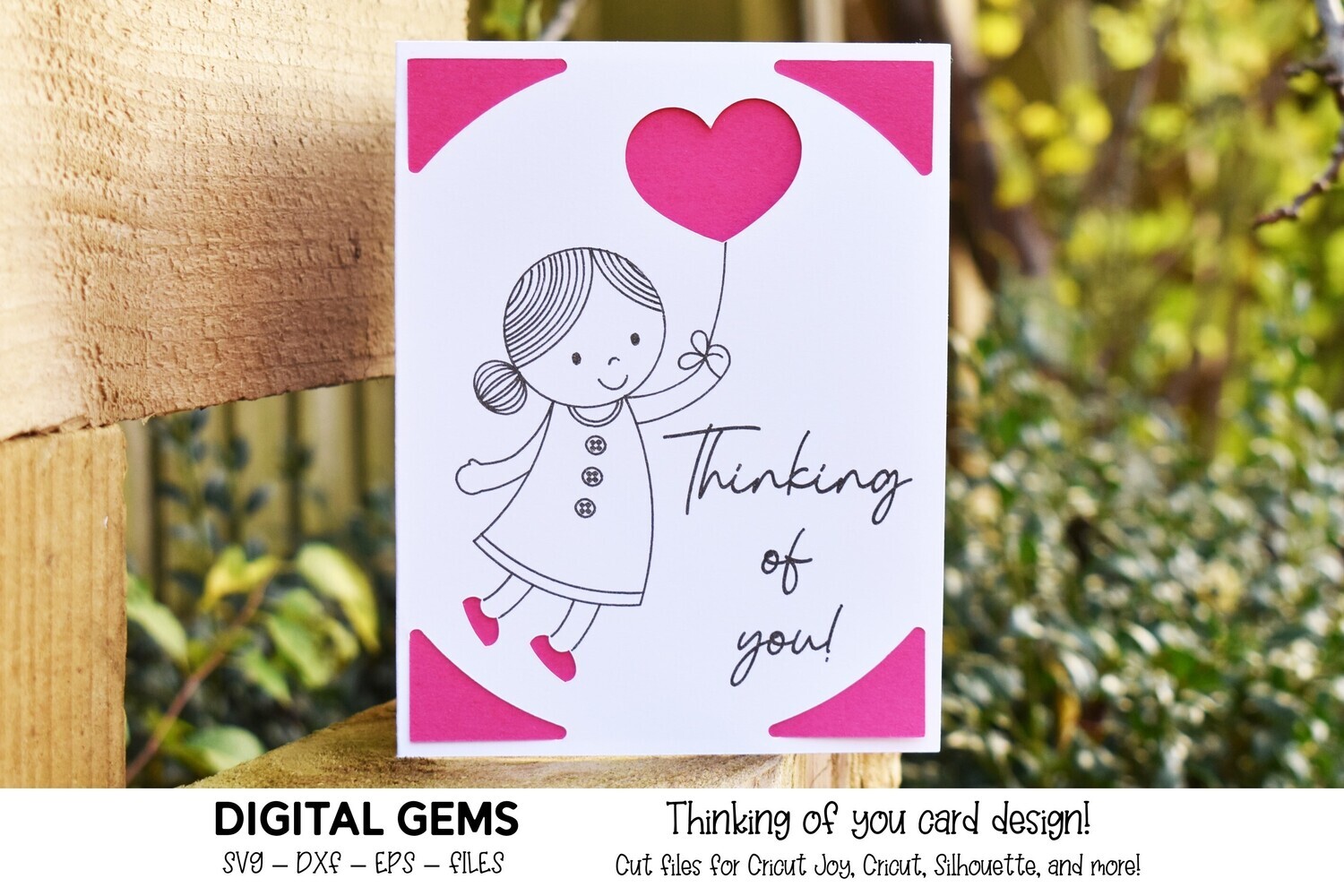Thinking of you, girl card design
