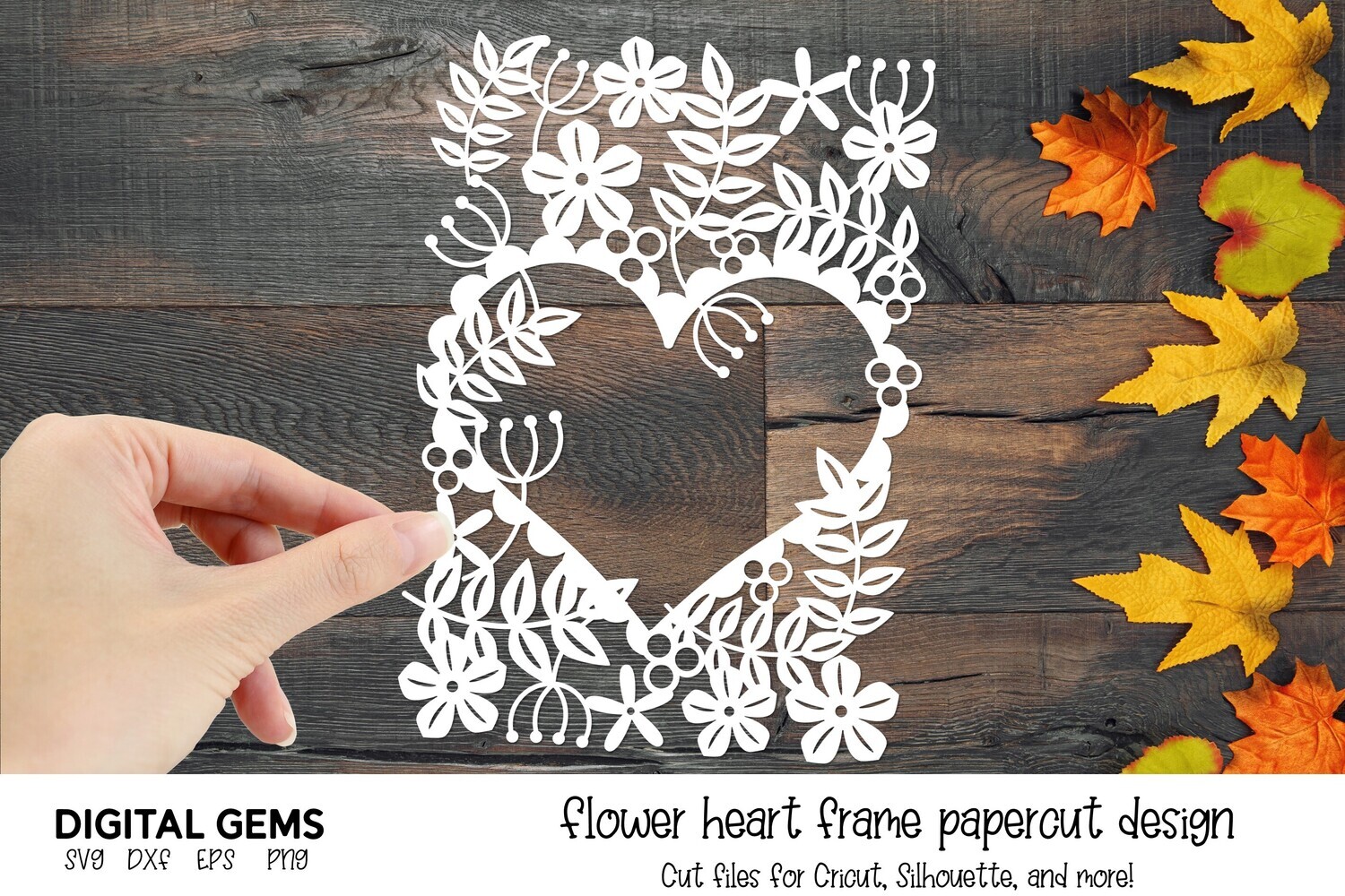 Heart of flowers paper cut design