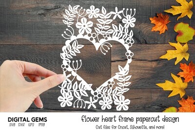 Heart of flowers paper cut design