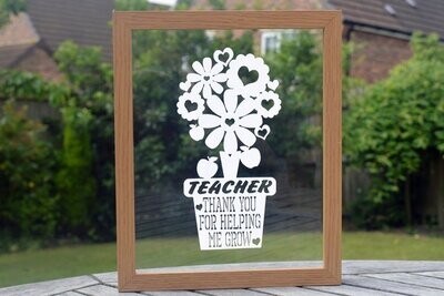 Teacher paper cut design