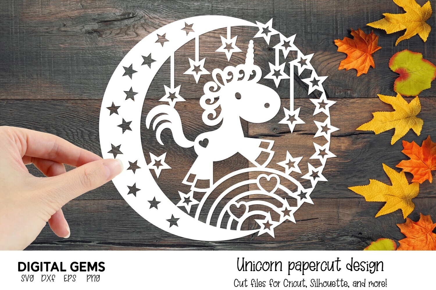 Unicorn paper cut design