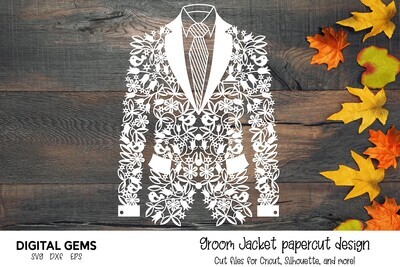 Groom jacket paper cut design