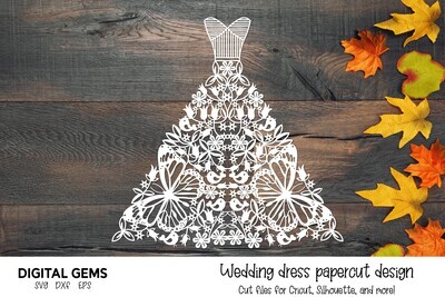 Wedding dress paper cut design