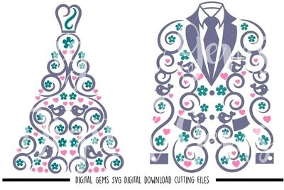 Wedding dress and Groom Jacket designs