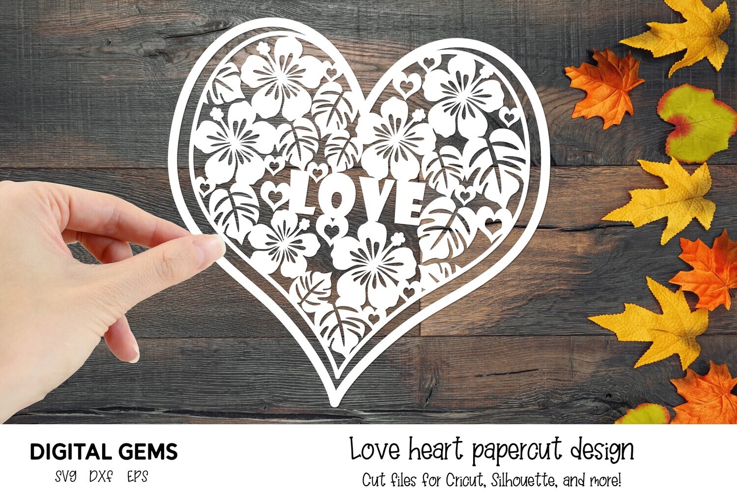 Love heart paper cut design